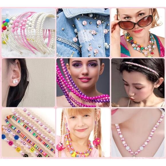 Pink Pearl Beads for Jewelry Making, 1750pcs Light Pink Pearl Craft Bead with - Picture 4 of 8